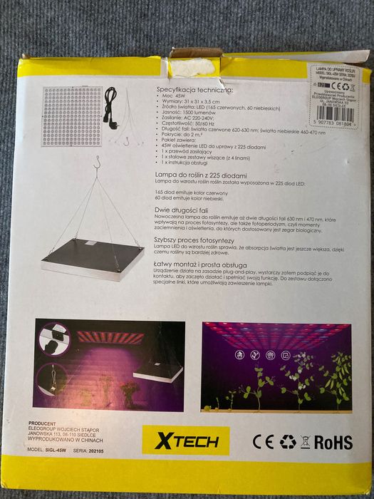 Lampa LED do wzrostu i uprawy roślin 45W 225D