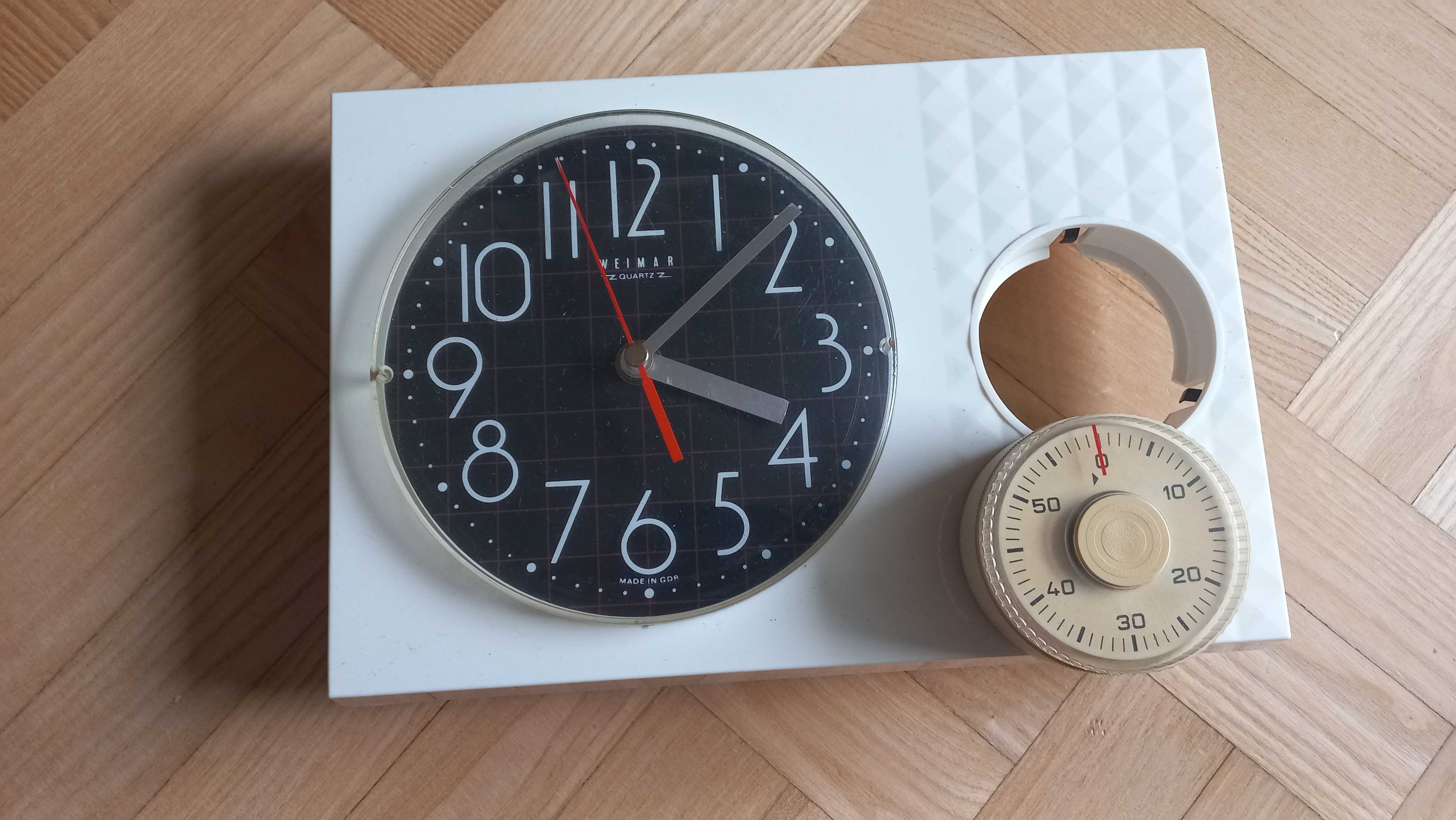 Zegar kuchenny Weimar minutnik design vintage retro PRL 70te DDR biały