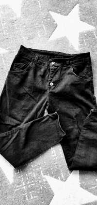 Jeansy spodnie L czarne bawełna średni stan guziki Moda Italia