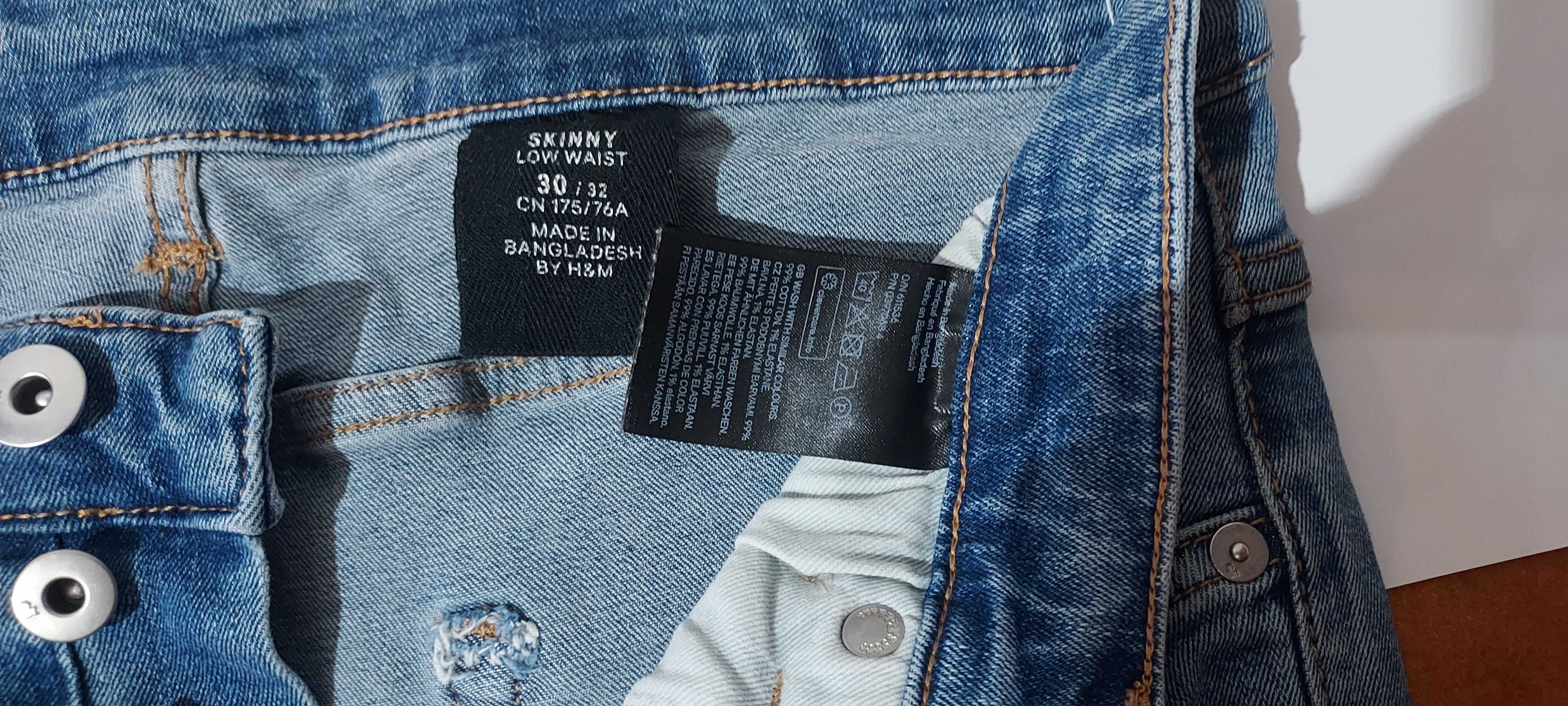 Calças ganga H&M 30 Skinny Low Waist