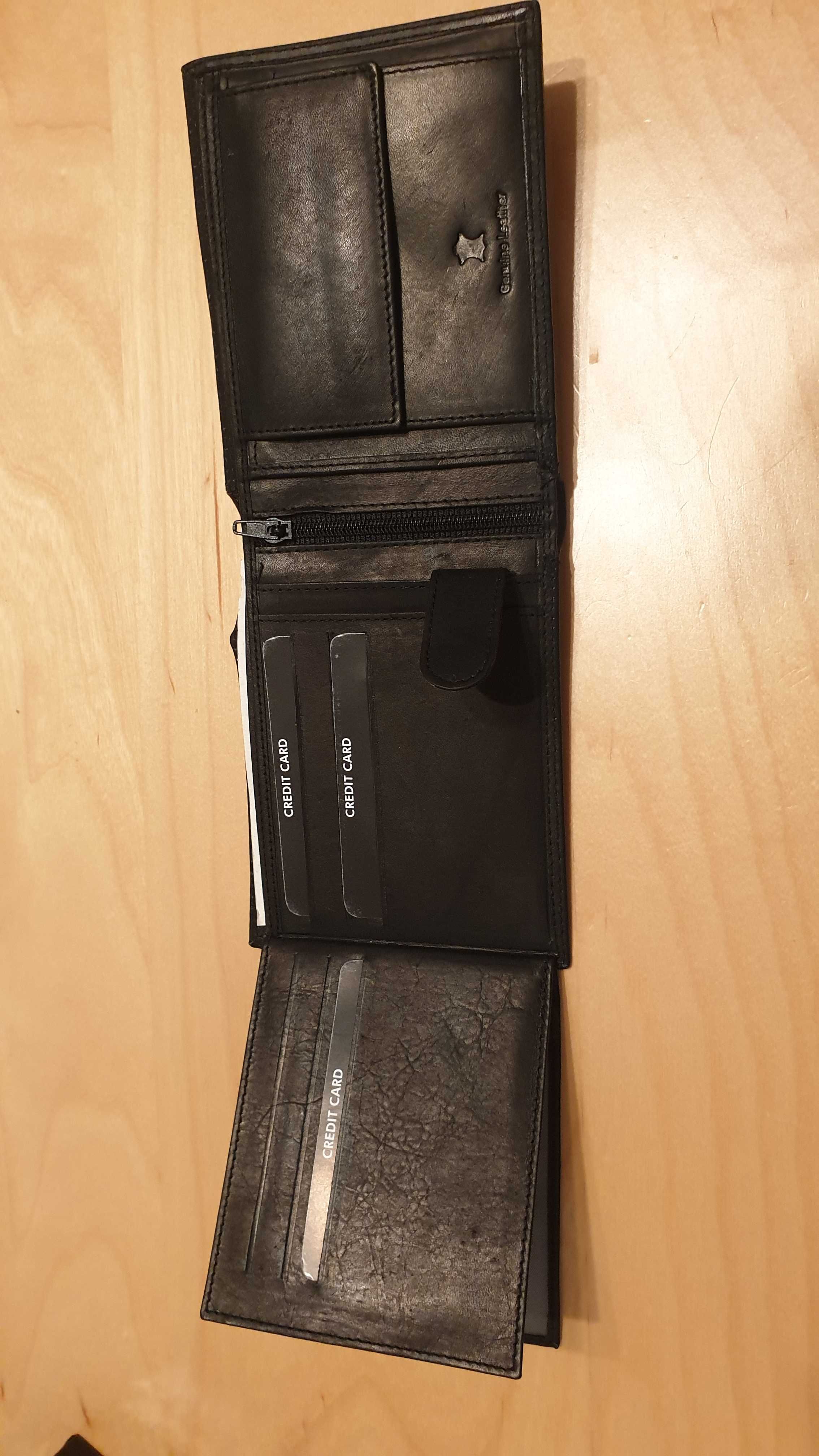 Portfel skórzany, czarny RFID wytłoczony motocykl