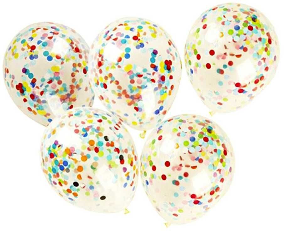 Balony przezroczyste z konfetti urodzinowe 5 szt