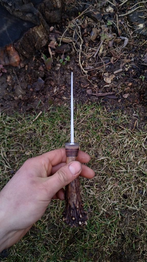 Ręcznie wykuty nóż/ mały tasak / rzeźbiona rękojeść / knifemaking