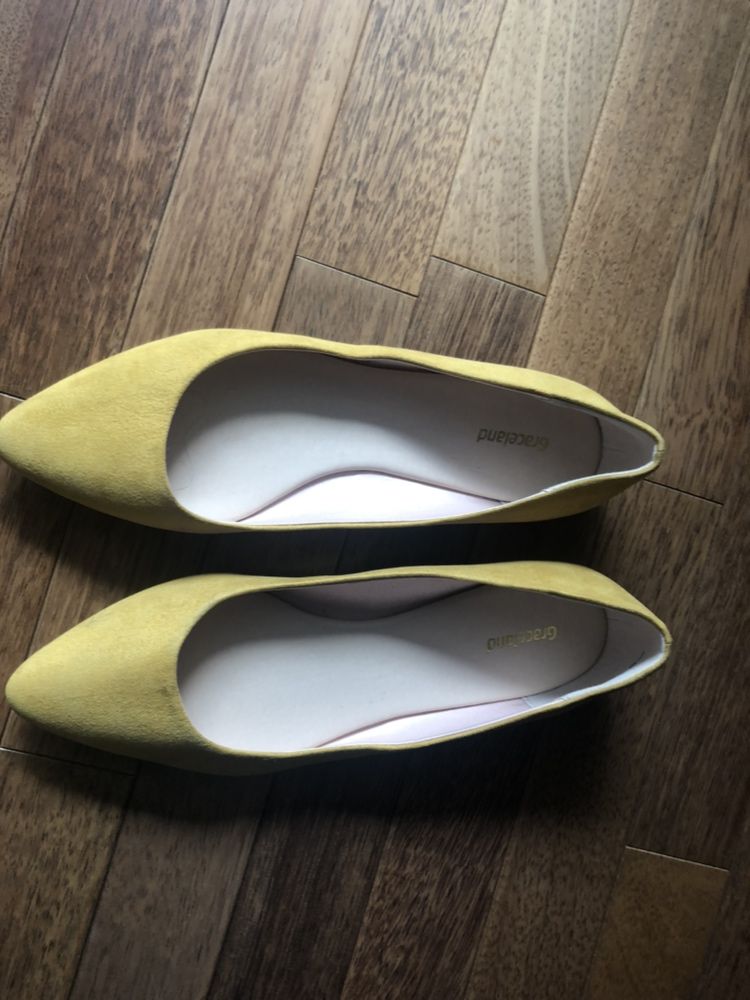 Baleriny damskie zolte