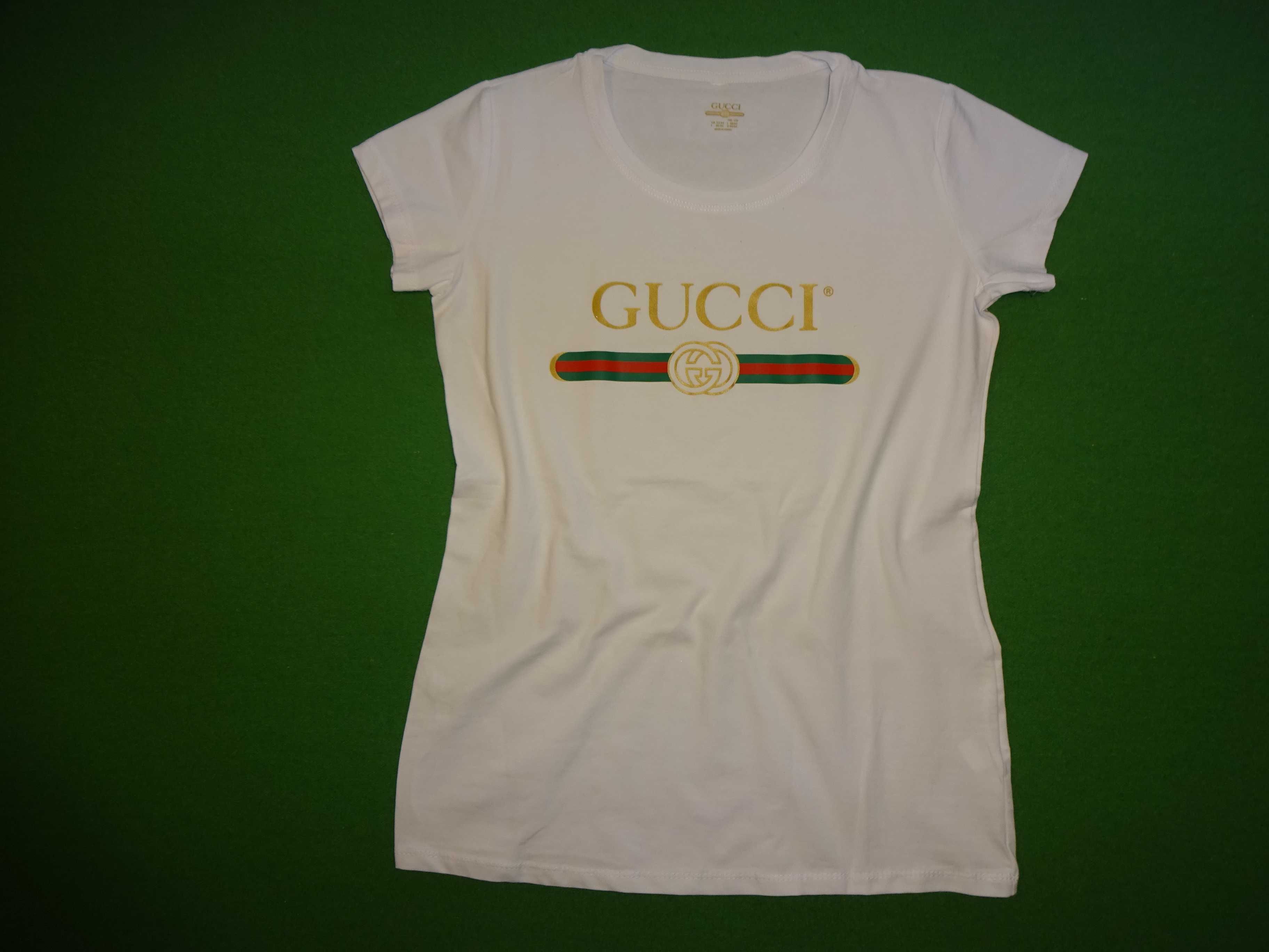 GUCCI biała bawełniana koszulka tshirt bluzka na krótki rękaw M
