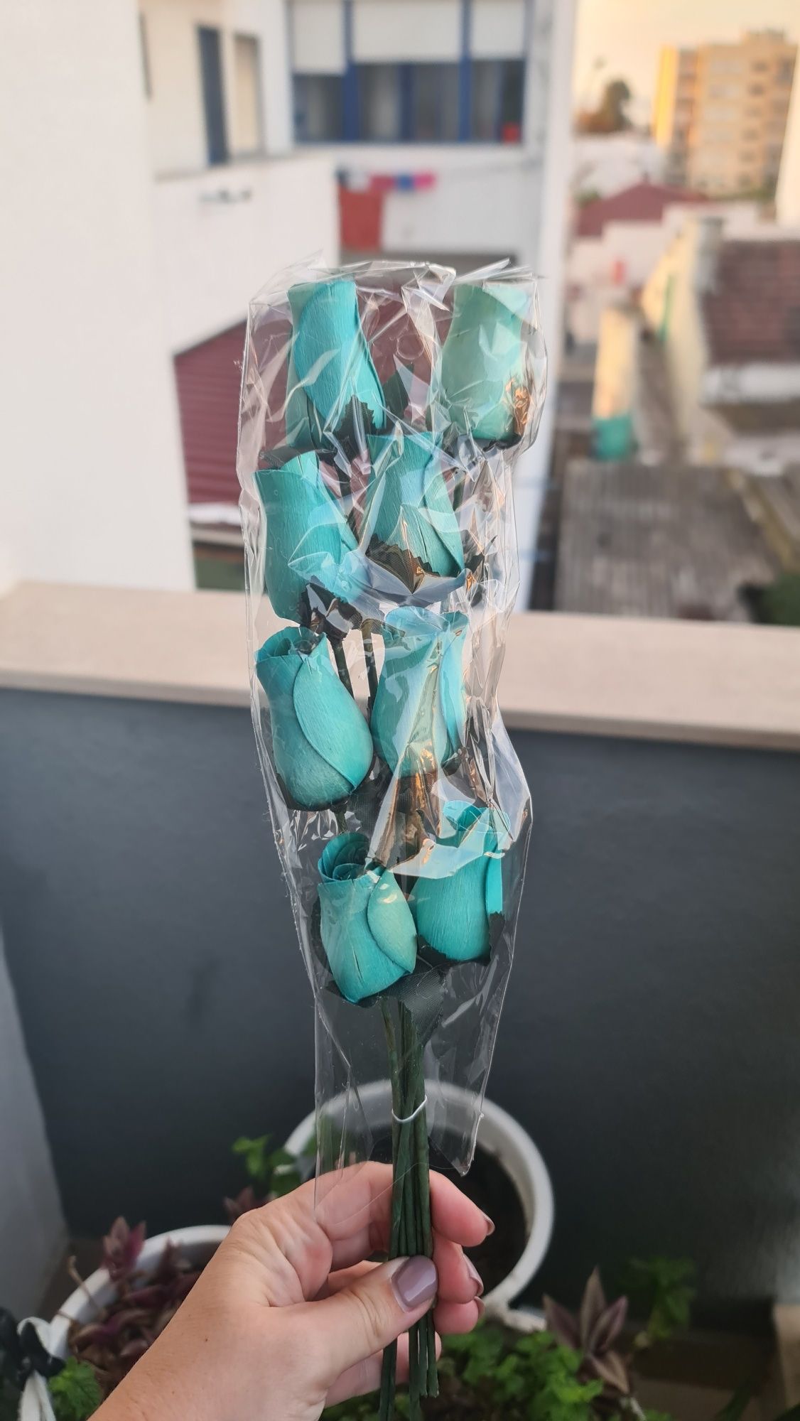 Rosas de Madeira - azul