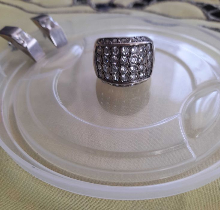 Potężny srebrny pierścionek plus kolczyki w cenie 90zł