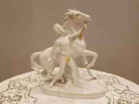 Figurka "Mężczyzna z koniem", porcelana Carl Scheidig Gräfenthal.