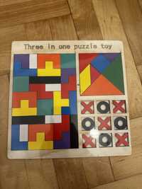 Drewniane układanki dla dzieci - Tetris+ kółko i krzyżyk+ tangram