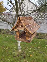Karmnik dla ptaków drewniany opalany wiszący
