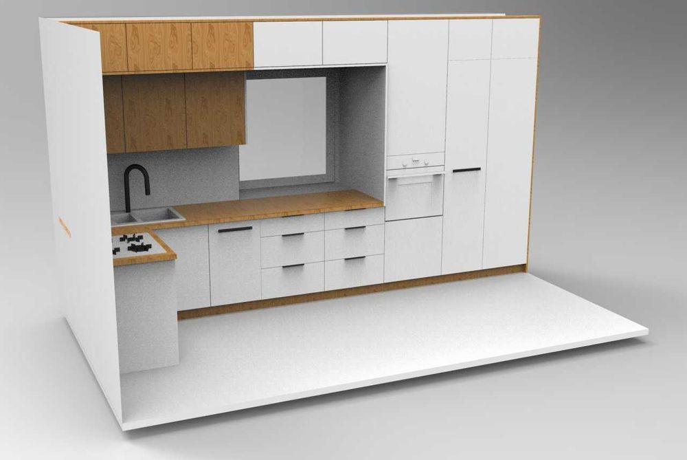 Projektowanie mebli kuchni na wymiar rendering 3D projekt wizualizacja