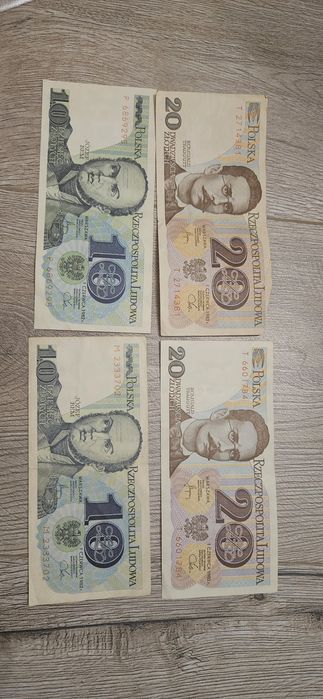 Stare banknoty prl romuald traugutt Józef Bem 20 złotych 10 złotych
