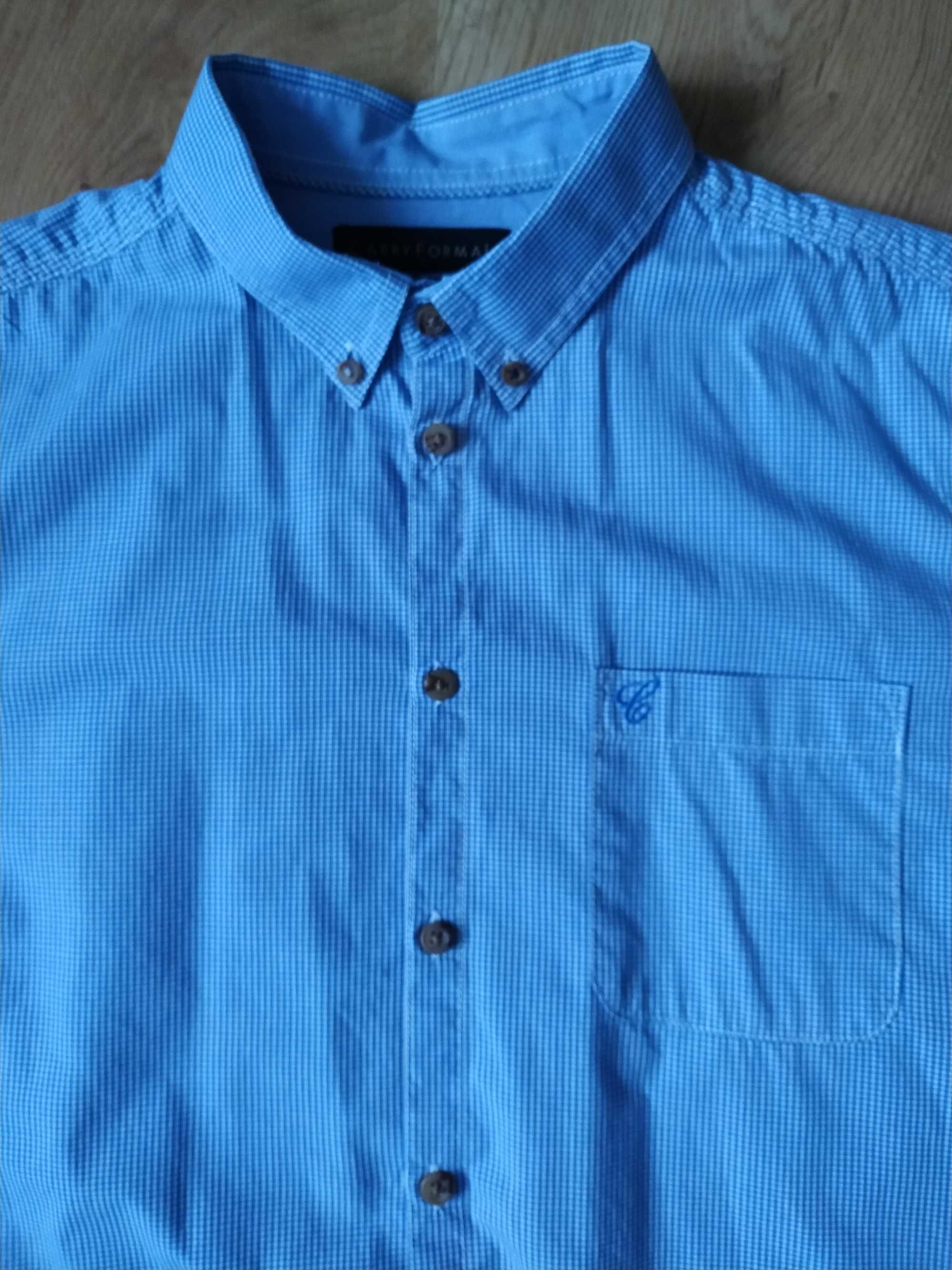 Niebieska Koszula Krótki Rękaw Potówka Męska CARRY Size M 100% Bawełna