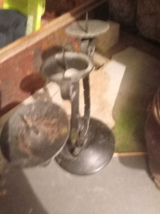 Świecznik drewniany  i metalowy