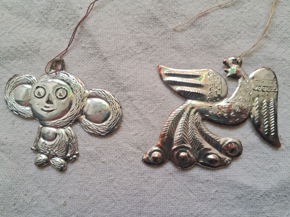 Іграшки новорічні вінтаж їжак лимон картонаж Чебурашка