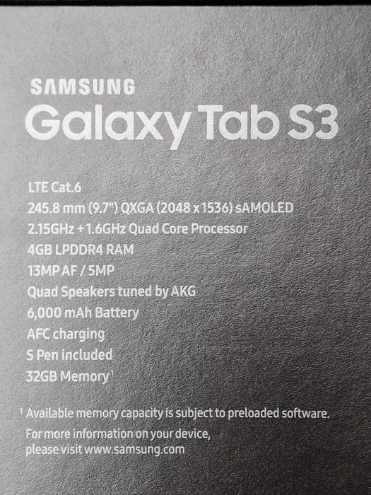 Tablet Samsung Galaxy Tab S3 9,7" SM-T825 9,7" 4/32GB Wi-Fi LTE rysik