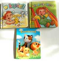 Trzy książeczki dla dziecka zabawy na dworze , kociaczek,w kąpieli