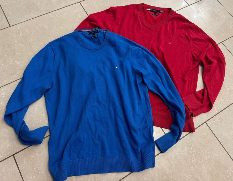 Tommy Hilfiger sweter męski  r. XL crewneck Logowany czerwony. bawełna