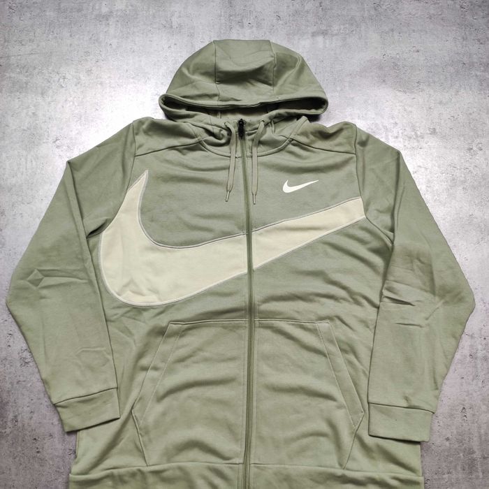 MĘSKA Bluza PREMIM Nike Oliwka Swoosh z Kapturem jak NOWA Hoodie Logo