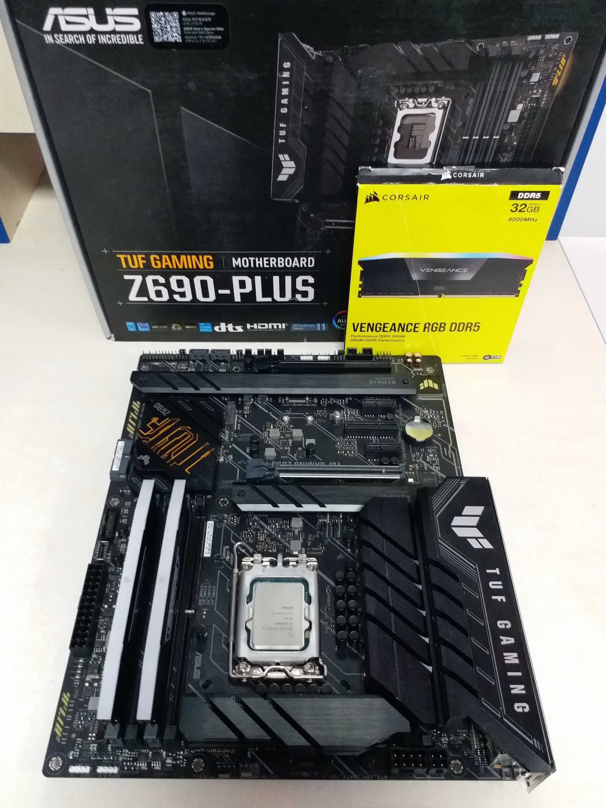 Топ комплект ASUS TUF Z690-PLUS+Intel I5 14600KF+DDR5 2x16Gb 6000MHz