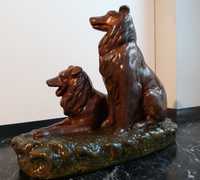 Antyki stara figura, rzeźba gipsowa psy