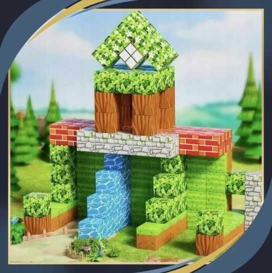 Klocki Magnetyczne MINECRAFT Sześciany 50 Klocków + 4 Figurki