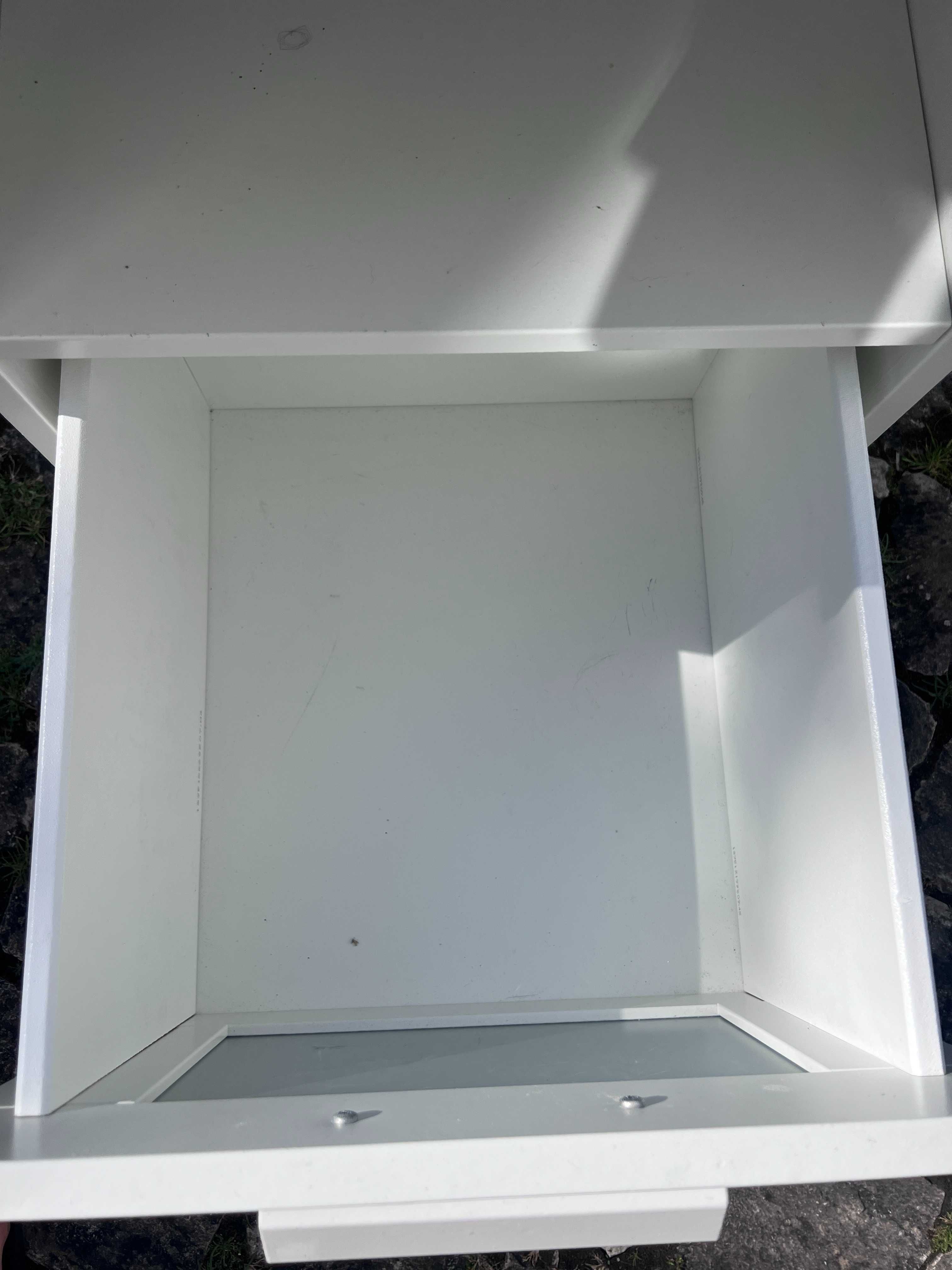 Modern White Bedside Table with Frosted Glass Accent