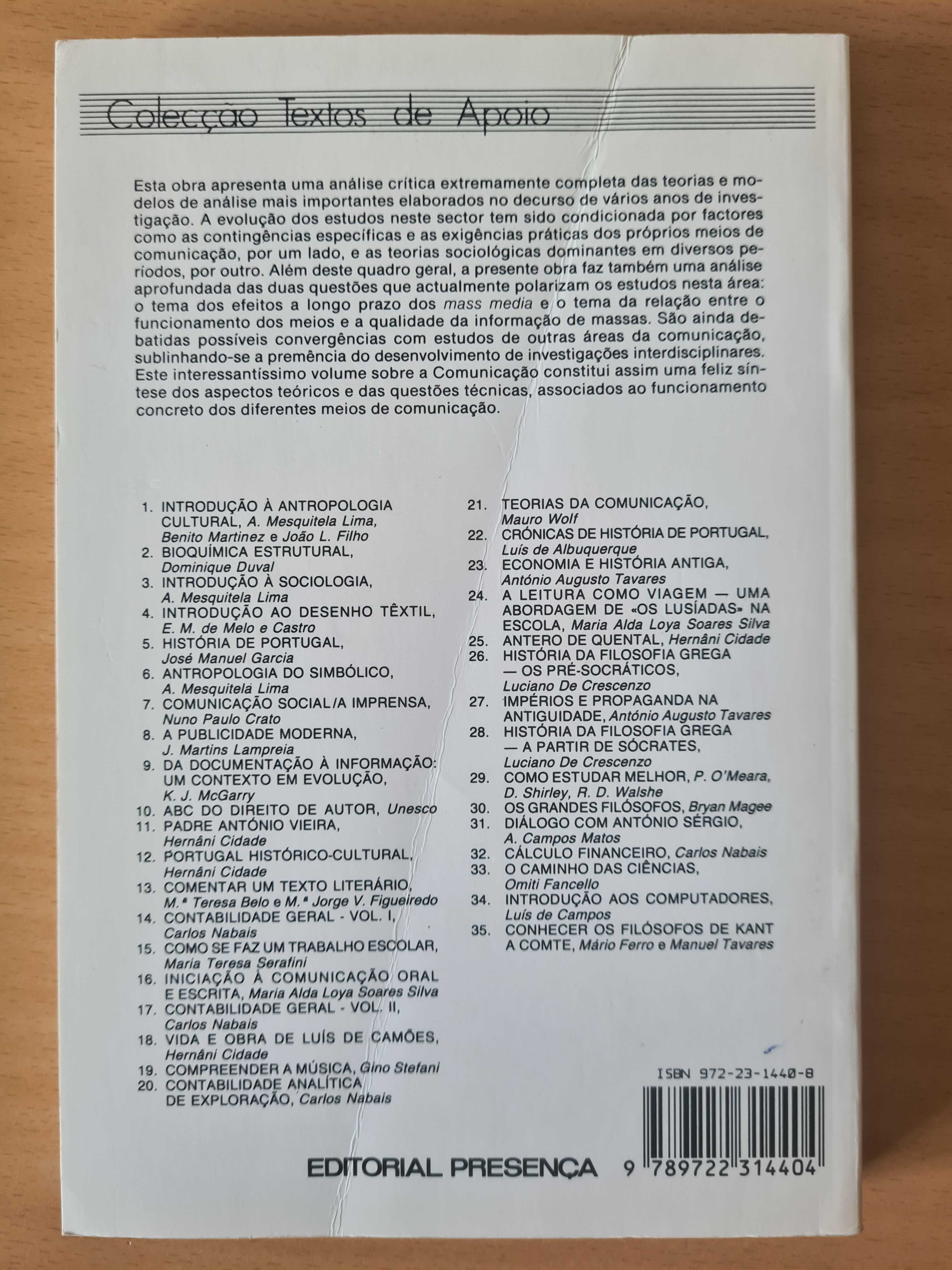Livro "Teorias da Comunicação" de Mauro Wolf