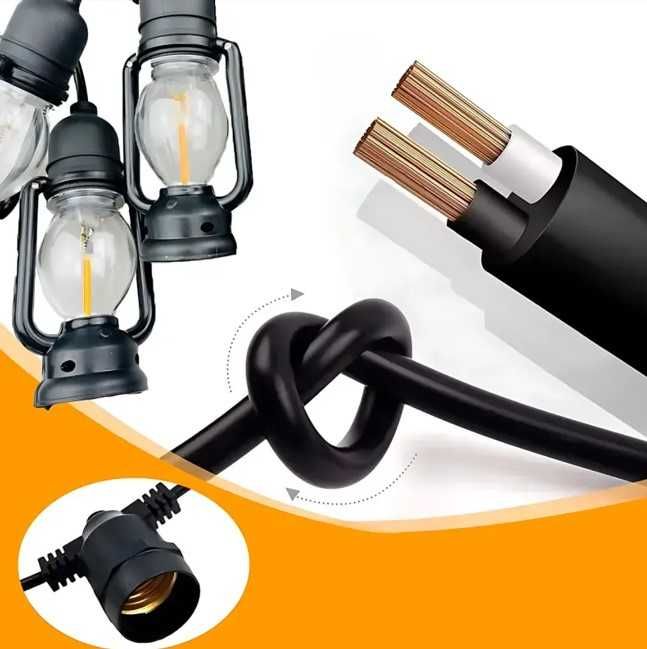 Гірлянда декоративна вулична ретро-лампи 10шт. 5 м вологостійка