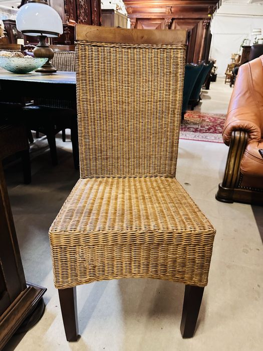 KOLONIALNY stół tekowy z 6 krzesłami z wikliny :)