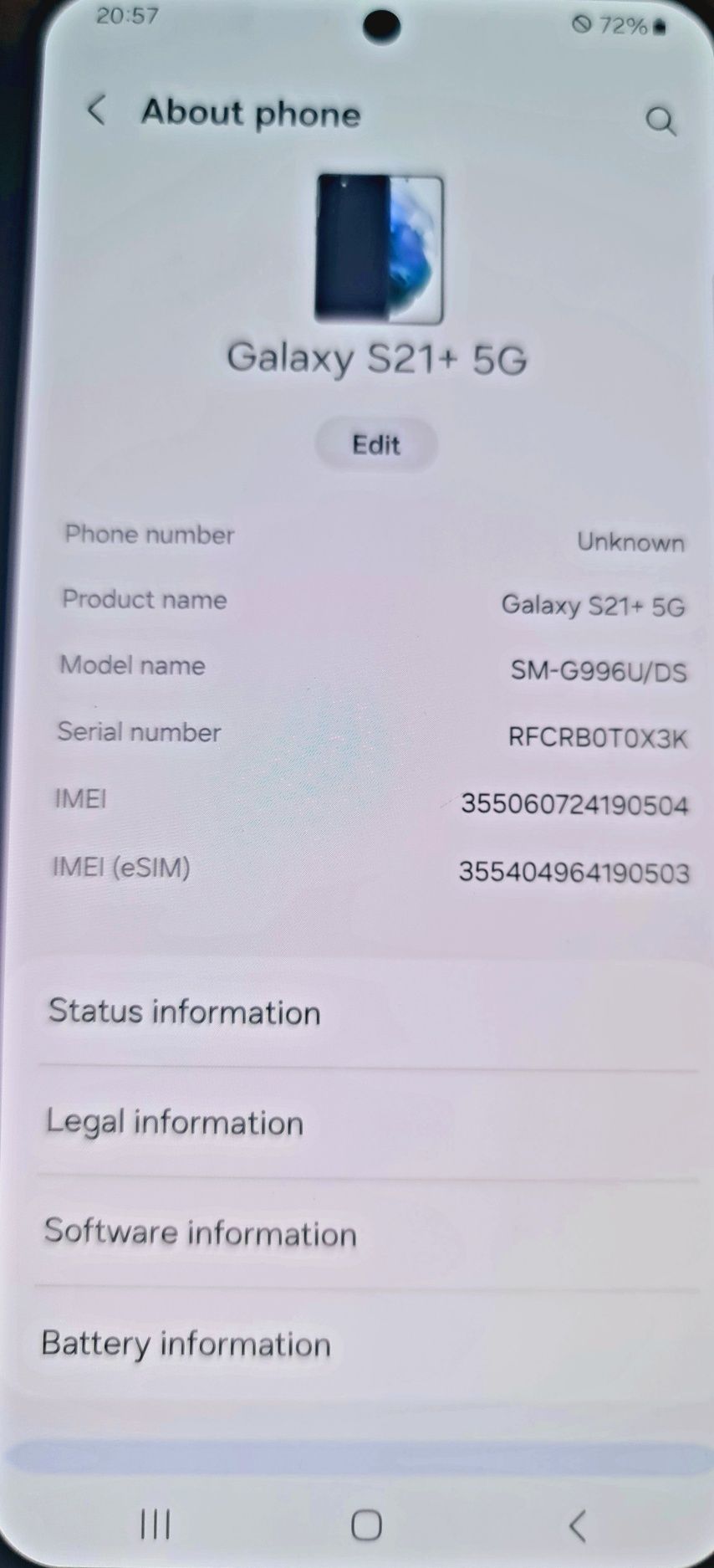 Samsung S21 Plus 12/128Гб, 6.7", dragon 888, 1 сім + еСім.