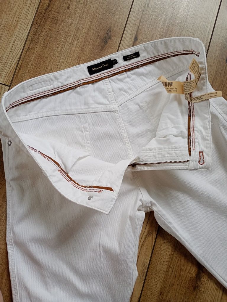 Massimo Dutti męskie spodnie L bawełna białe lato
