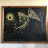 Obraz olejny 3 - „modlitwa Jezusa w ogrójcu” 83x66 cm stary antyk
