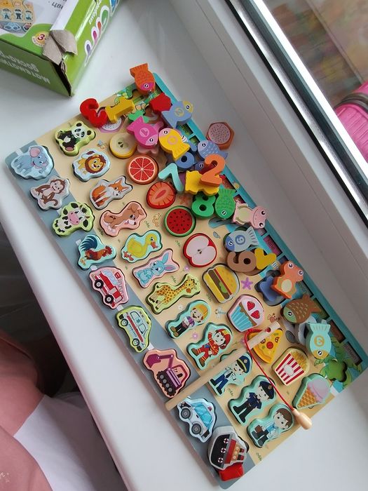 Дерев'яна розвиваюча математична дошка рибалка kids city