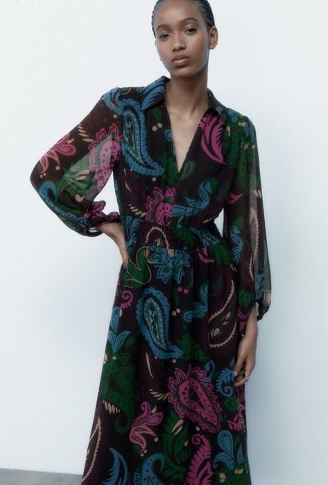(NOVO C/ ETIQUETA, PORTES GRÁTIS) Vestido Comprido Estampado