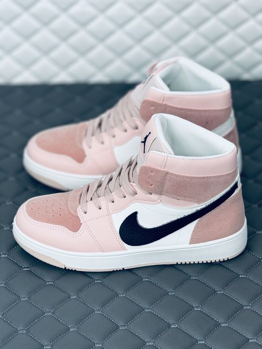 Nike Air Retro Jordan 1 pink кроссовки хайтопы женские розовые Джордан