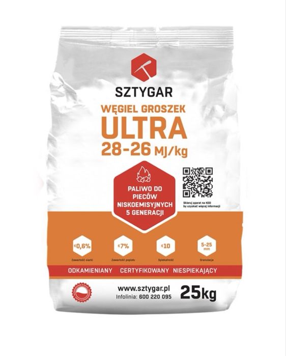PROMOCJA !!! Ekogroszek OGIEŃ ULTRA 29 MJ węgiel groszek Ogień