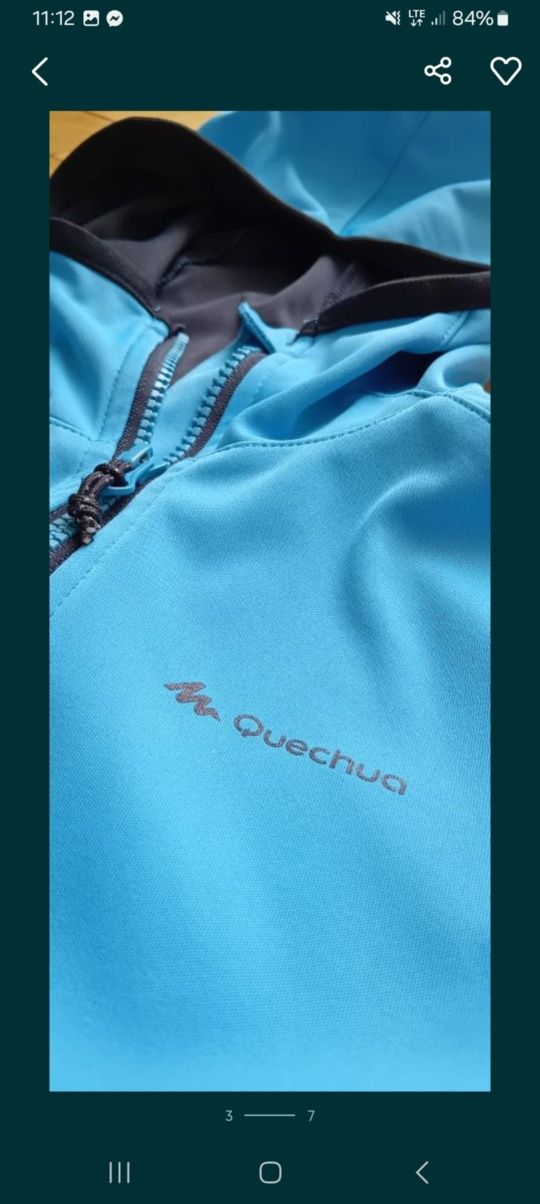 Kurtka softshell z kapturem chłopięca Quechua, rozmiar 133/142