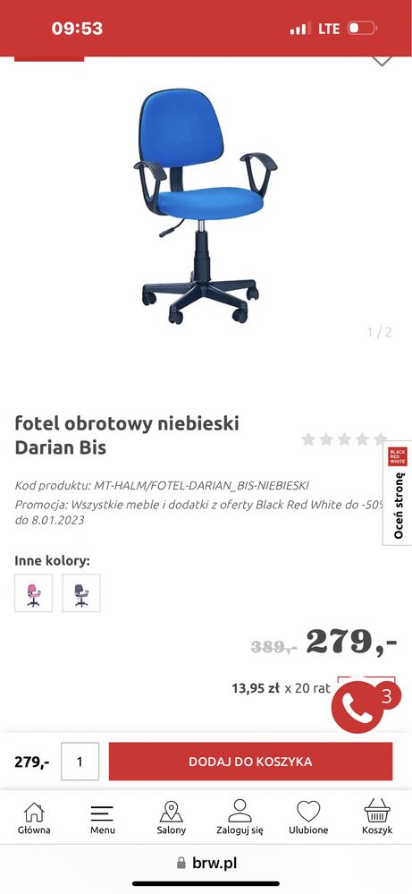 Fotel obrotowy BRW Darian Bis jak nowy