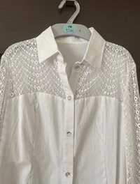 Новая белая блузка, длинный рукав, кружево, рост 170см