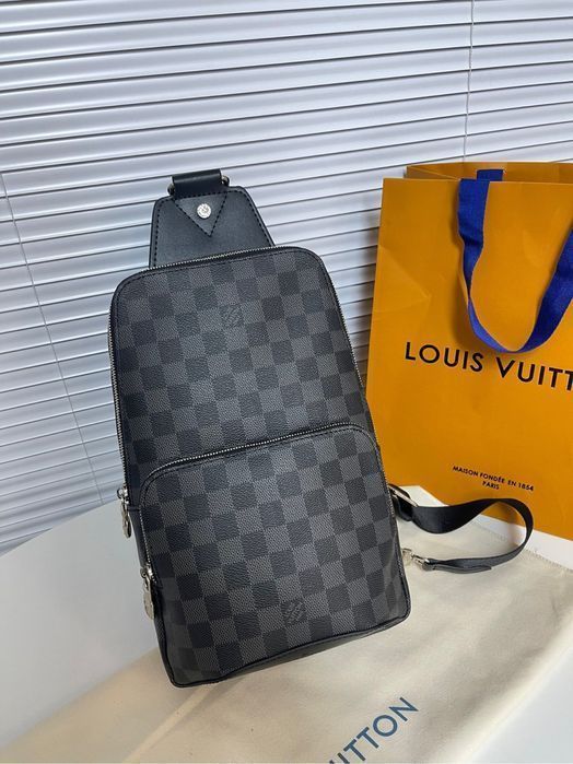 Louis Vuitton avenue damier graphite сумка мужская кожаная серая