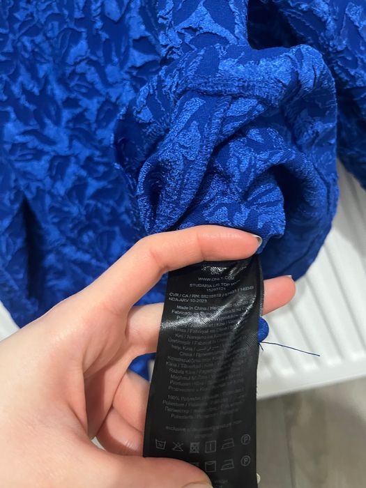 niebieska chabrowa bluzka elegancka scandi unikat vintage XS/S