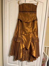 Piękna Złota sukienka balowa z gorsetem Modern Line 34/36 XS/S wesele