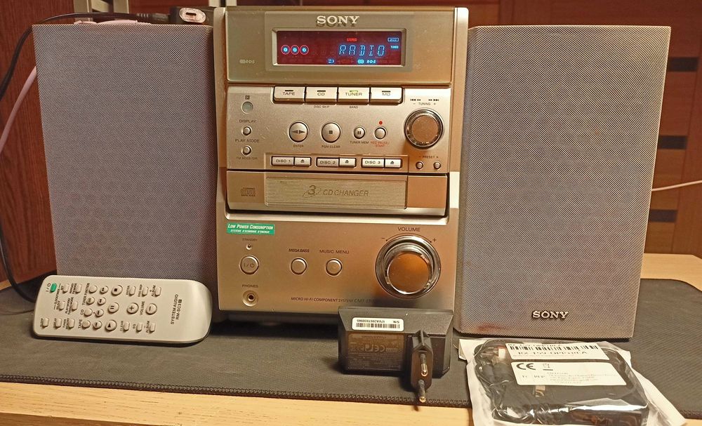 mała wieża Sony EP707 pilot głośniki RadioFM MP3 Bluetooth