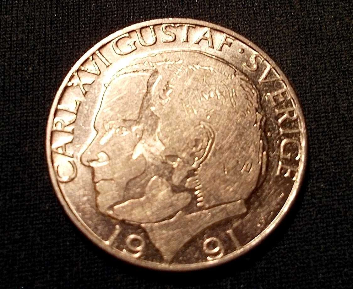 Moneta - 1 Korona - 1991r. - Carl XVI Gustaf Sverige (Szwecja)