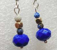 Kolczyki kryształki i kamienie naturalne Lapis Lazuli i srebro 925
