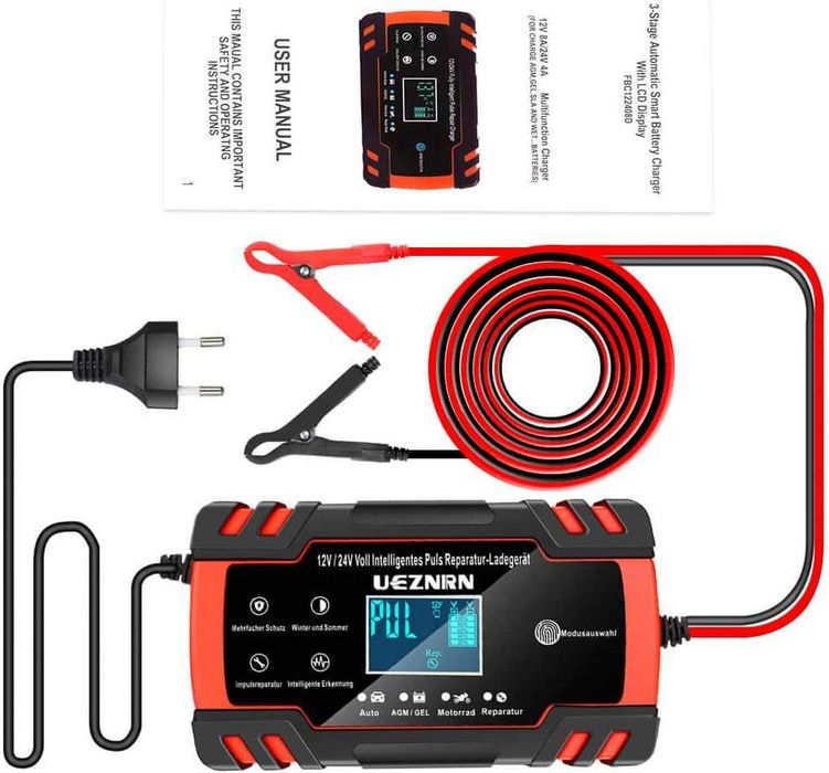 Автом. зарядний пристрій Ueznirn, 8 А, 12 В / 24 В, повністю автом-ний