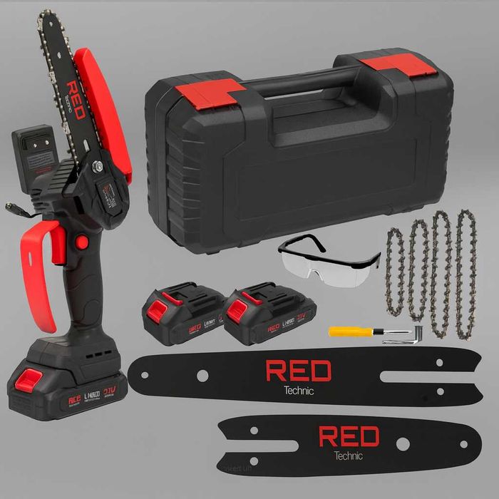 Piła łańcuchowa akumulatorowa gałęziówka, Pilarka, 2x aku + 4x łańcuch