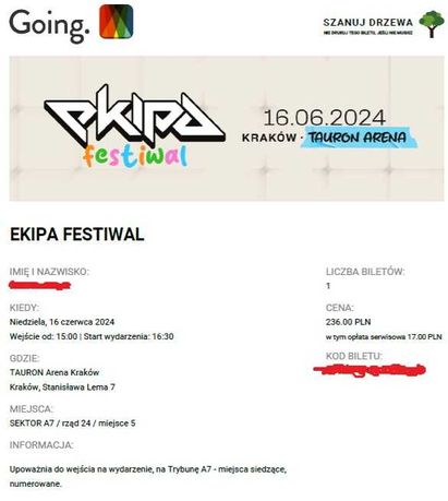 Bilet na EKIPA festiwal - Kraków 16.06.2024