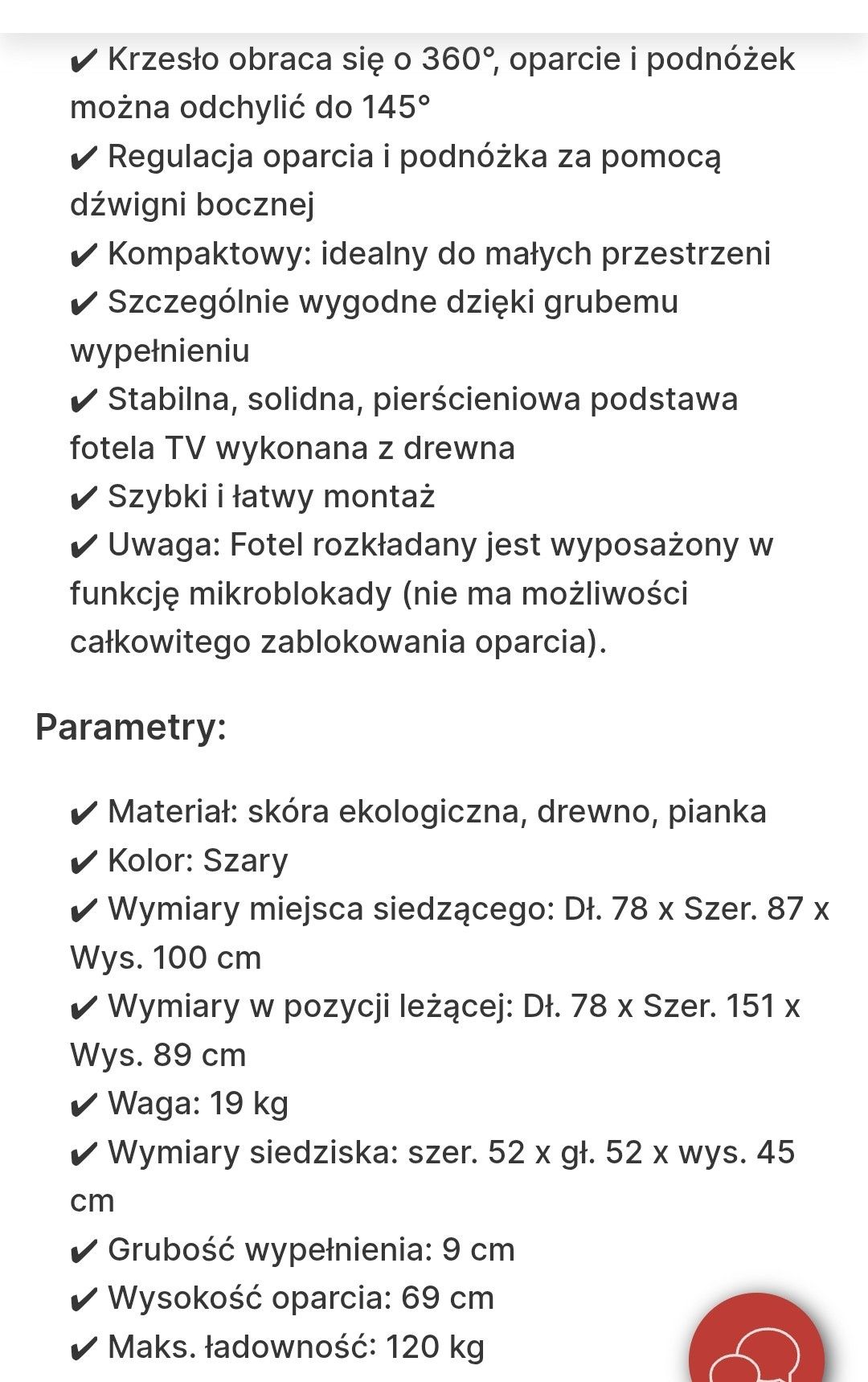 Fotel relaksacyjny rozkładany wypoczynkowy